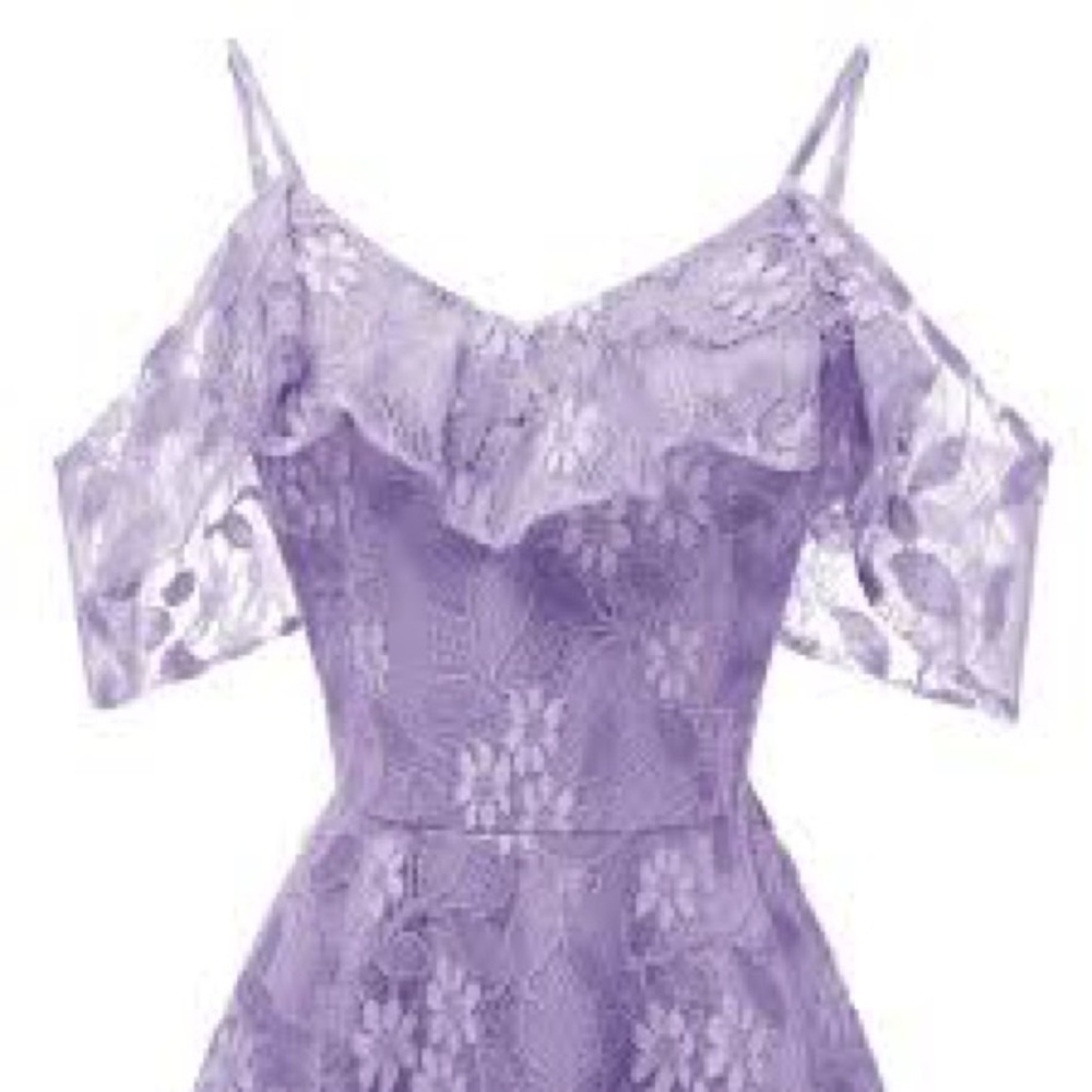 Lavender Lace Floral Fit-and-Flare Dress - Women's